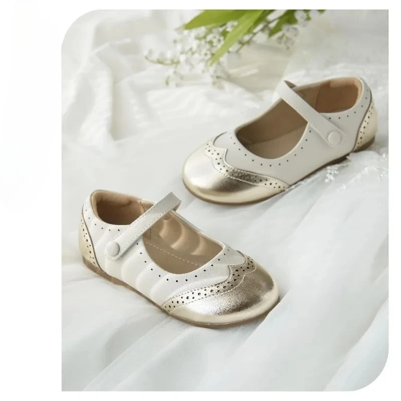 Spring Autumn New Handmade Sweet Versatile Leather Shoes Cowhide White Princess Shoes Student Quality Boutique Shoes