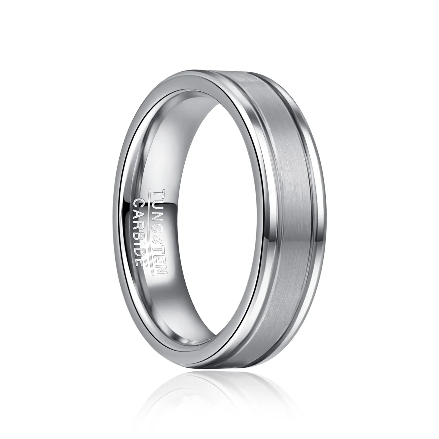 6mm Tungsten Ring Steel Color Two Thin Grooves In The Middle Rassa Edge Polished Tungsten Carbide Meterial Wedding Jewelry