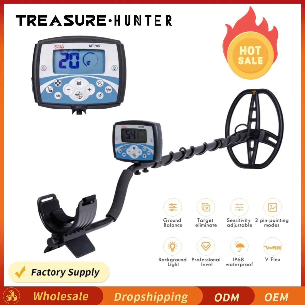 Treasure Hunter MT705 Professional Underground Metal Detector V-Flex Scanner Waterproof 11