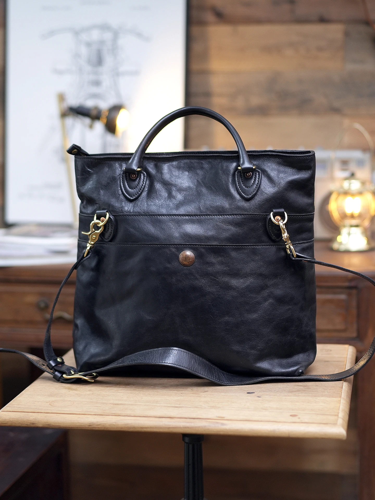 

PNDME casual organizer designer handmade genuine leather men's tote bag fashion designer real cow leather work black handbag