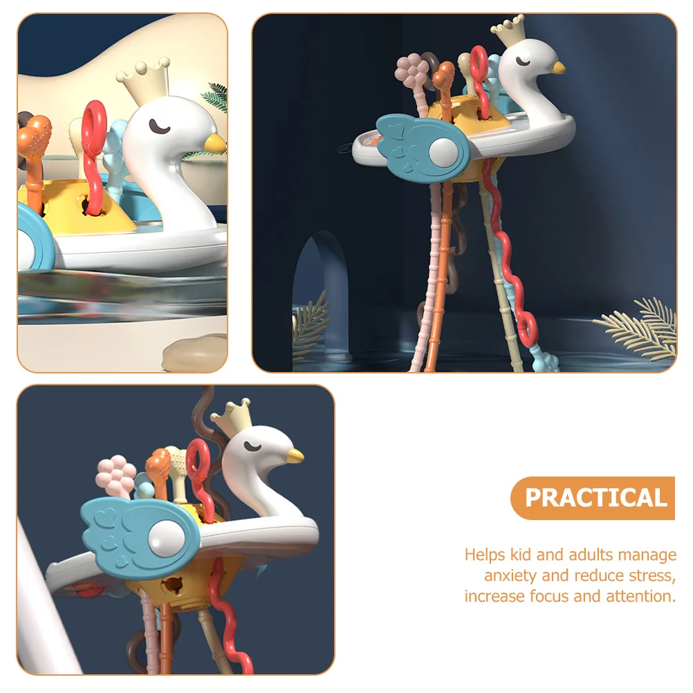 

Compact Swan Shaped Pull String Plaything Durable Household Baby Accessory Fun Parent-Child Activity Color Recognition