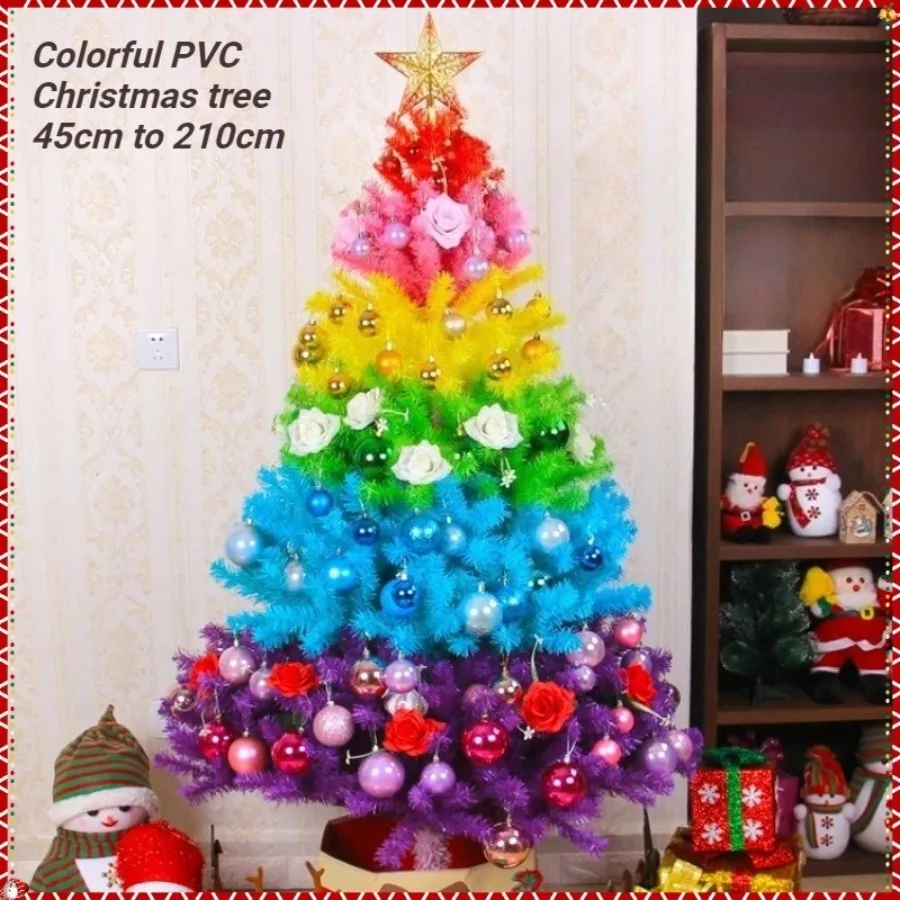 

Colorful Artificial Christmas Tree PVC Material Light Luxury Rainbow Christmas Tree 0.45m-2.1m Christmas Atmosphere Decorations