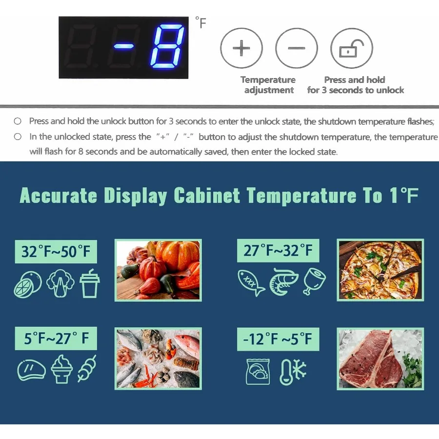 فريزر صدر مدمج مع سلتين قابلتين للإزالة، ترموستات إلكتروني بسعة 3.5 قدم مكعب تتراوح من 50 إلى -12 غطاء مفتوح #3