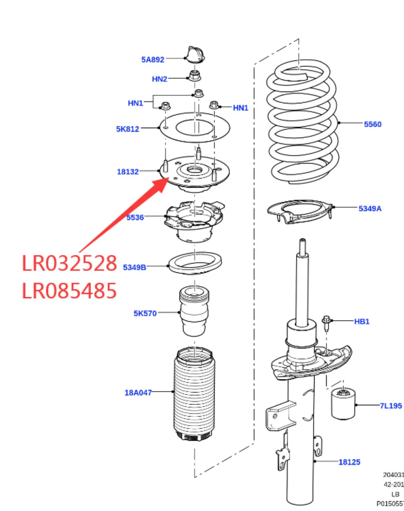 Land Rover rear shock absorber top glue is suitable for the Freelander 2 Aurora rear shock absorber top glue LR032528 LR085485