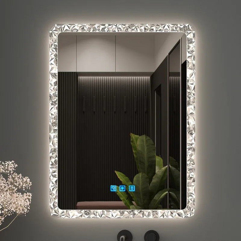 Bathroom mirror, a variety of light switching, acrylic frame wall mirror, high definition with anti-fog function