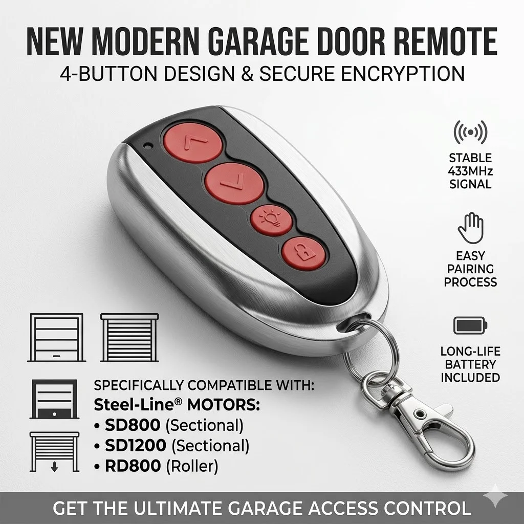 Compatible With Steel-Line ZT-07 Garage Door Remote Transmitter SD1200 RD800 SPRINT800 SD800 Gate Opener Command Keychain