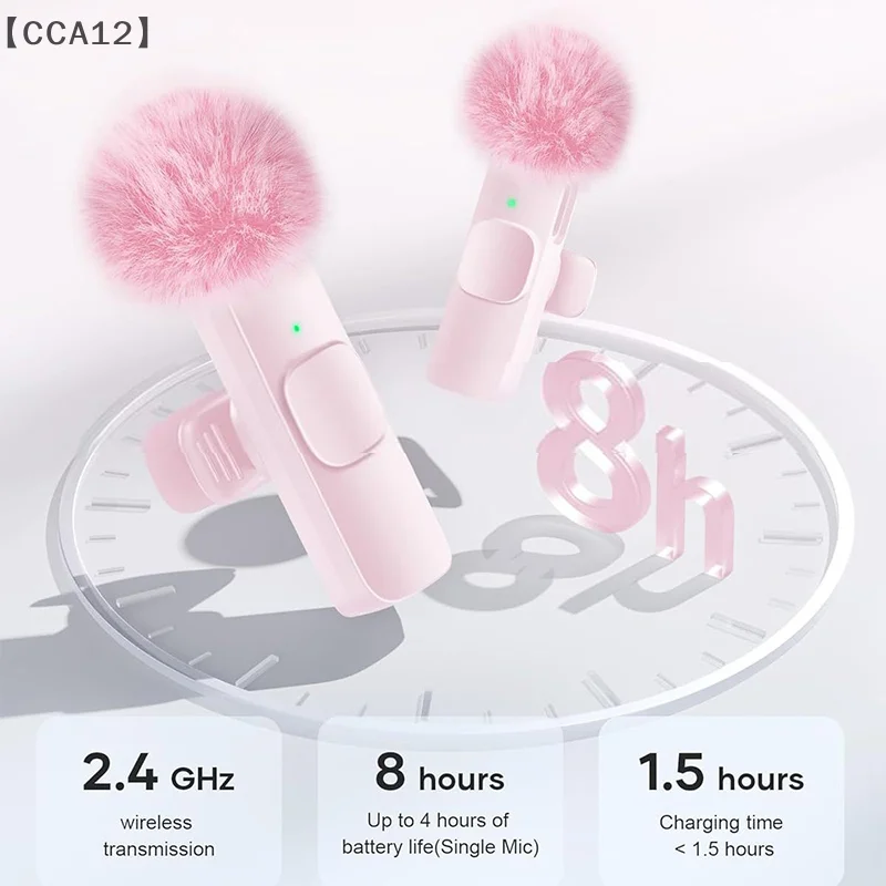 ไมโครโฟนไร้สายแบบหนีบปกเสื้อขนาดเล็ก รุ่น CCA12 ชุด 1 ชุด สำหรับบันทึกเสียงและวิดีโอแบบพกพา ใช้ได้กับโทรศัพท์มือถือ Android, PC และกล้อง