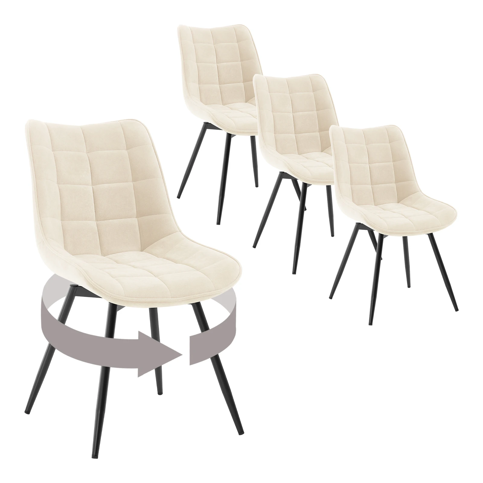 WOLTU 4 Stück/Set drehbare Esszimmerstühle aus Samt, ergonomische gepolsterte Stühle für Restaurant, Küche, Wohnzimmer