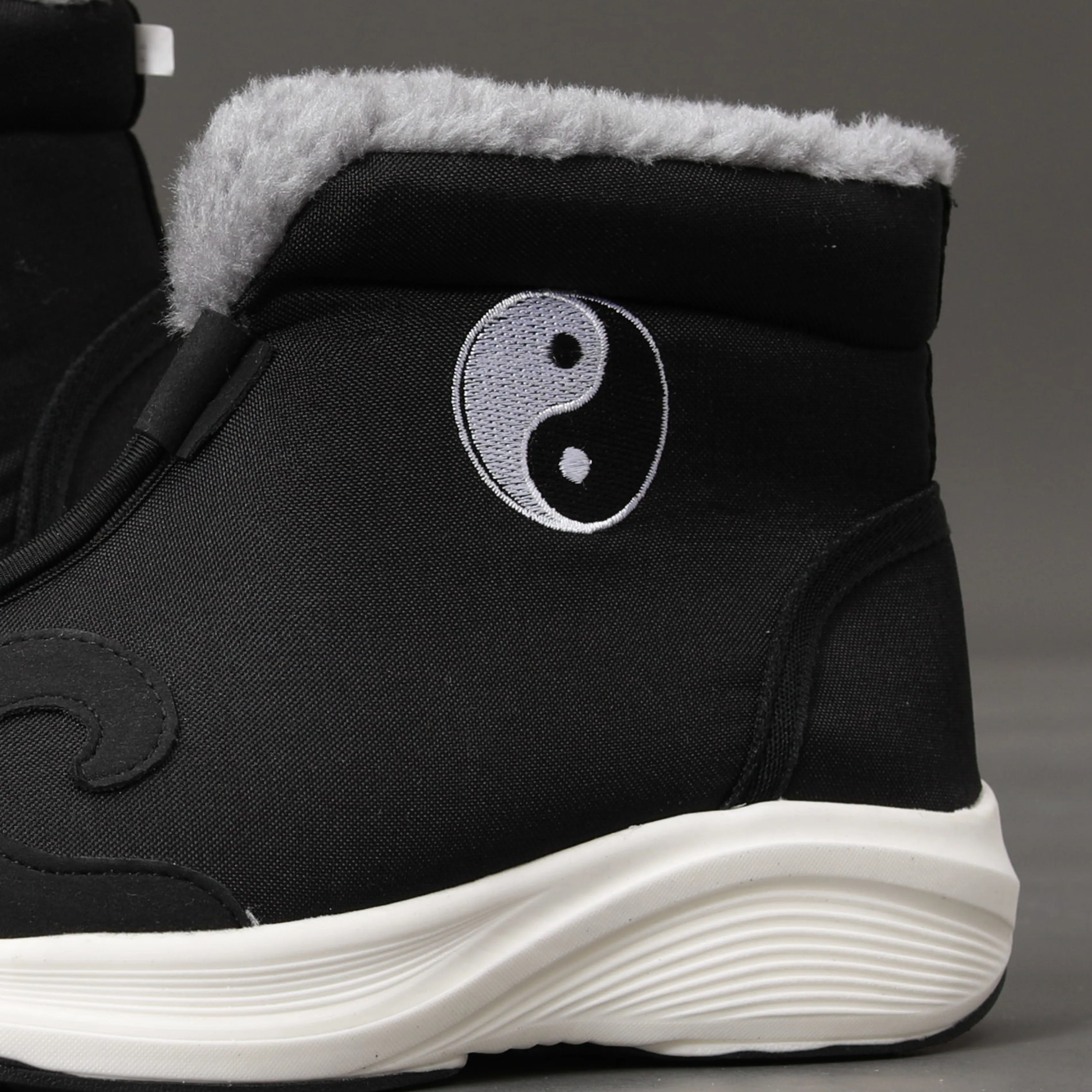 Mid Top Fleece Lined Warm Bagua YunGou Taoist Boots Winter Thermal Kung Fu Tai Chi Martial Arts Shoes for Men Women