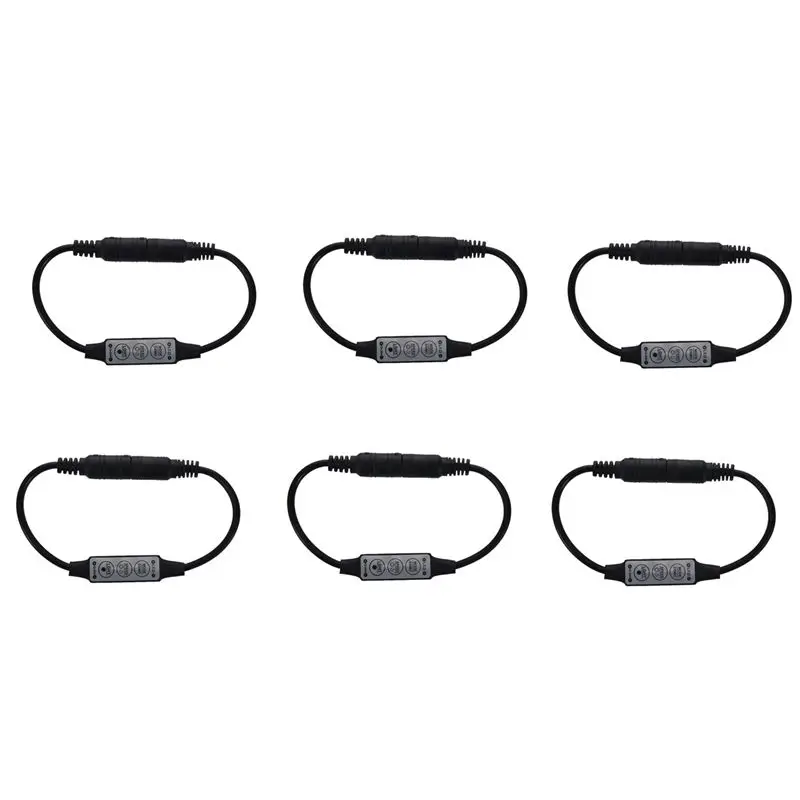 6X Low-Profile Inline Controller Mini 3 Key Dimmer Switch For LED Strip Light Black