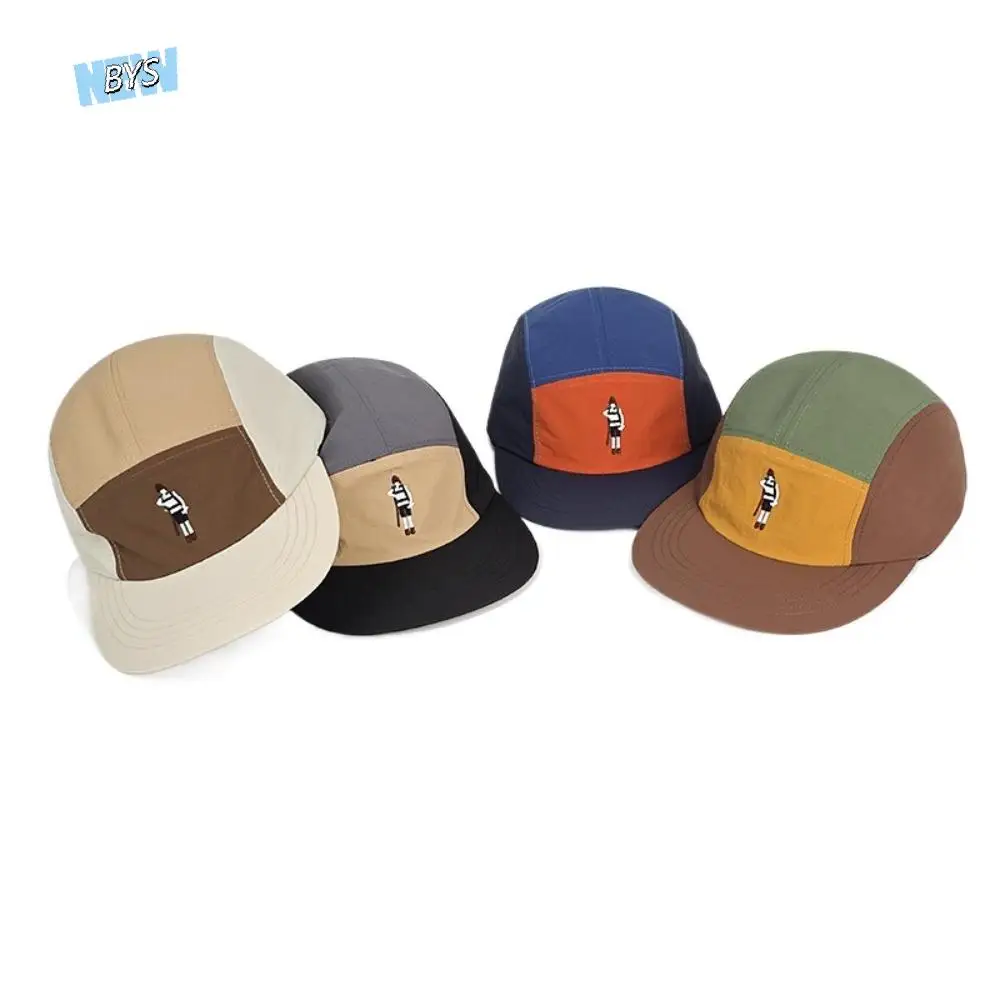 

Light Weight Waterproof Curved Brim Golf Hat Splicing Nylon Flat-brimmed Cap Breathable Ultra-thin 5-panel Baseball Cap Running