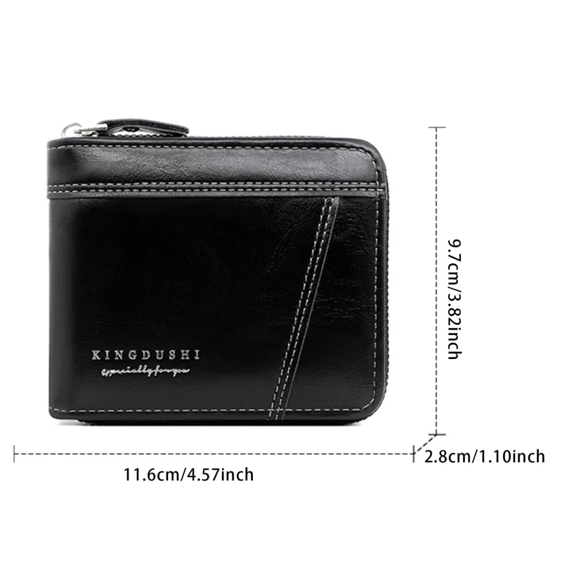 Men's Large Capacity Wallet Short Portable Multi Card Hinge Zipper Wallet Multi-function Durable PU Leather Wallet