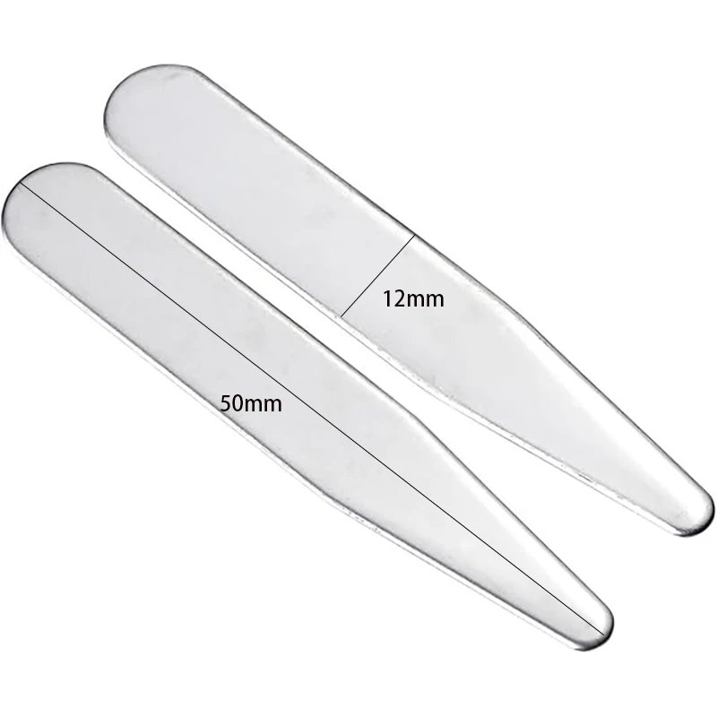 24 قطعة من الياقة المصنوعة من الفولاذ المقاوم للصدأ تبقى في صندوق بلاستيكي شفاف لقميص رجالي مقاس 50 × 12 ملم