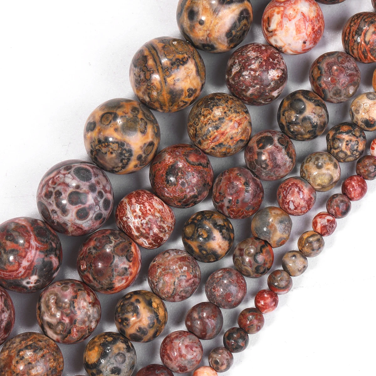 SHIJIWLS Natural Stone Beads Leopard Skin Jasper Round Loose Beads 4 6 8 10 12mm Beads For DIY Jewelry Making Wholesale