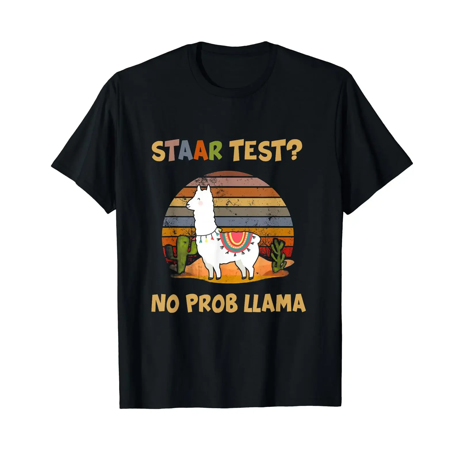 Llama T Shirt Staar Test No prob vintage Washed streetwear Top For Everyday Wear graphic fashion Casual homme Unisex Breathable