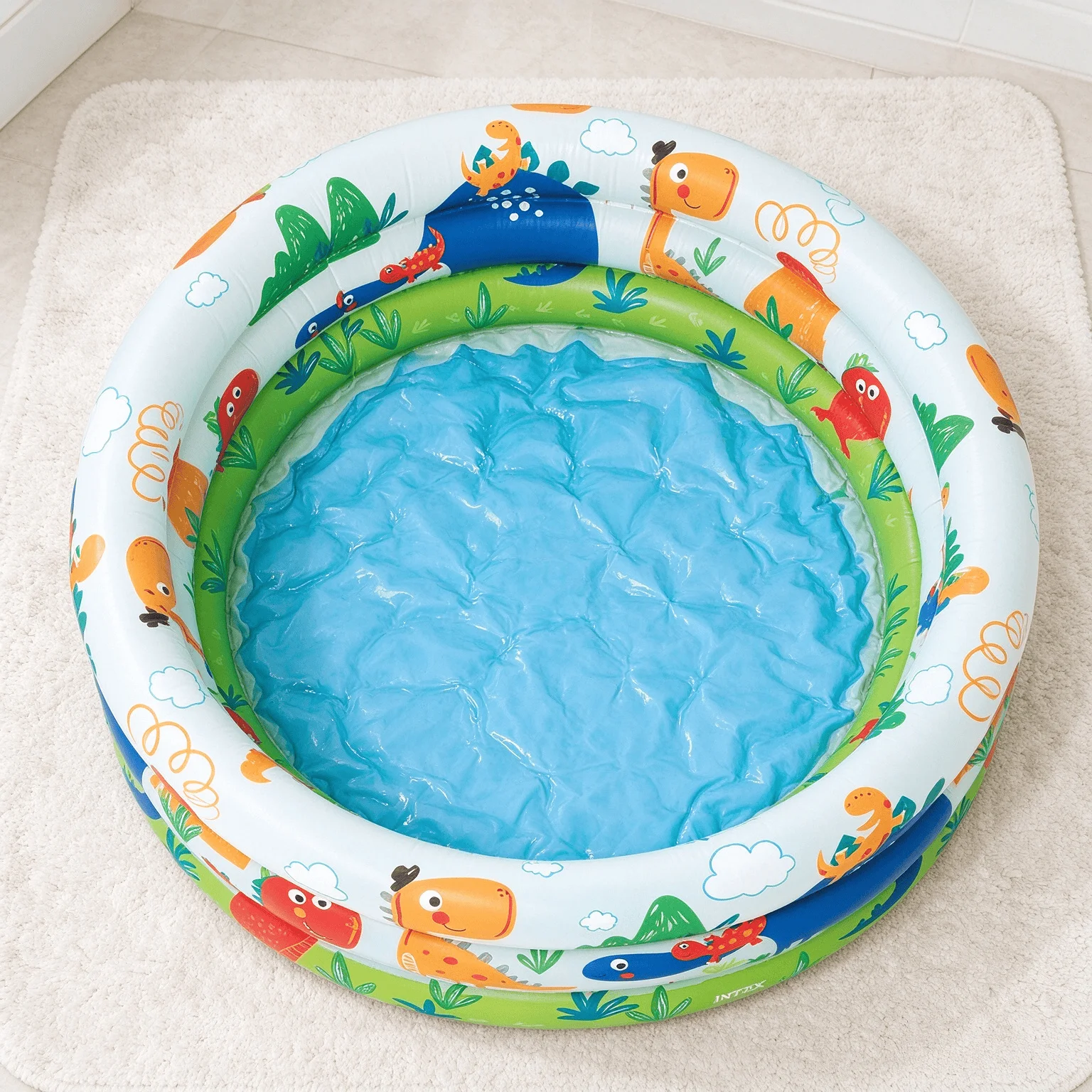 1 pcs 3-Ring Dinosaur Print Inflatable Kiddie Pool, Round Kids Inflatable Bathtub for Backyard Summer Water Play