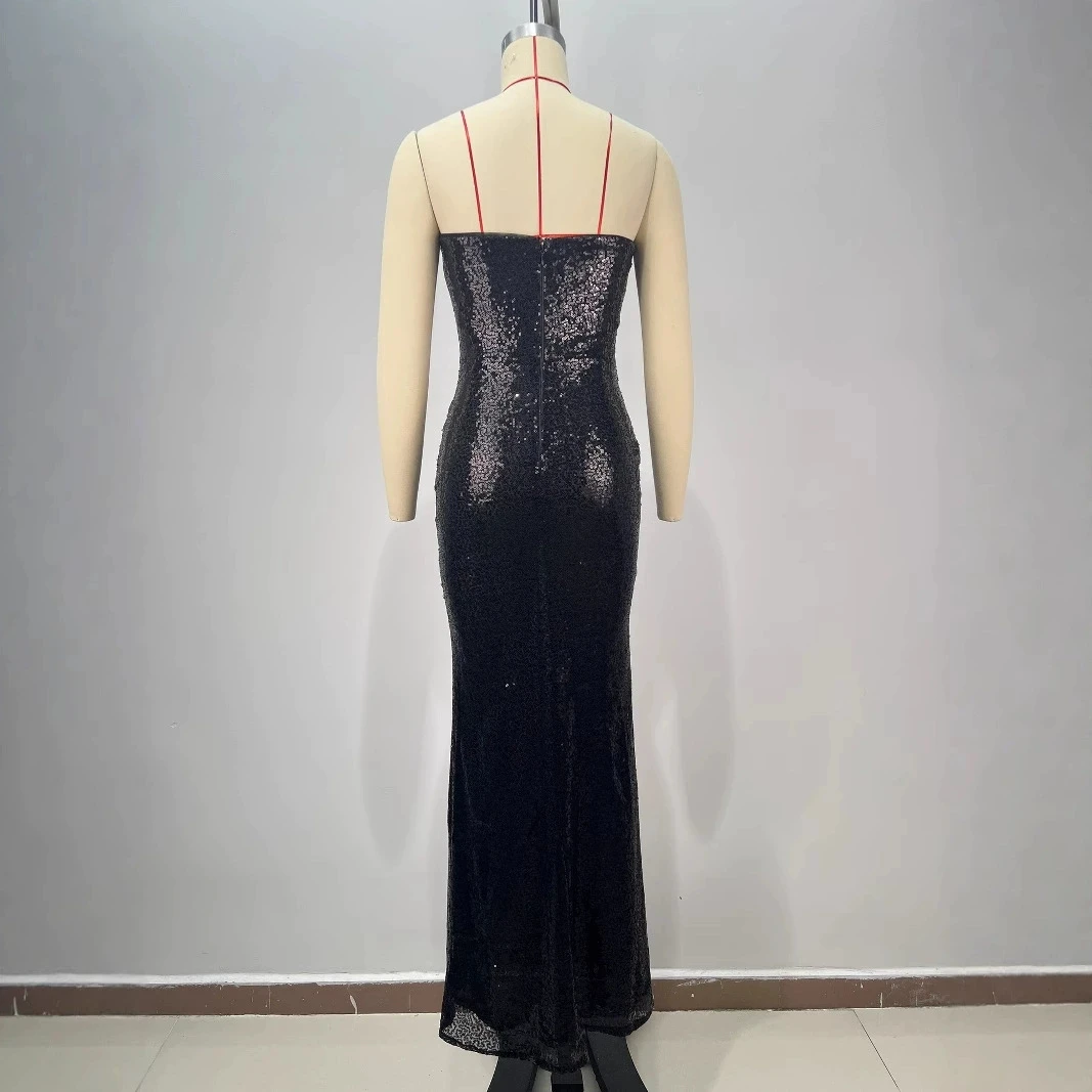 Heavy-duty heart-shaped lace sequined tube-top mermaid dress, slim fit, banquet trailing evening dress-GZXX823