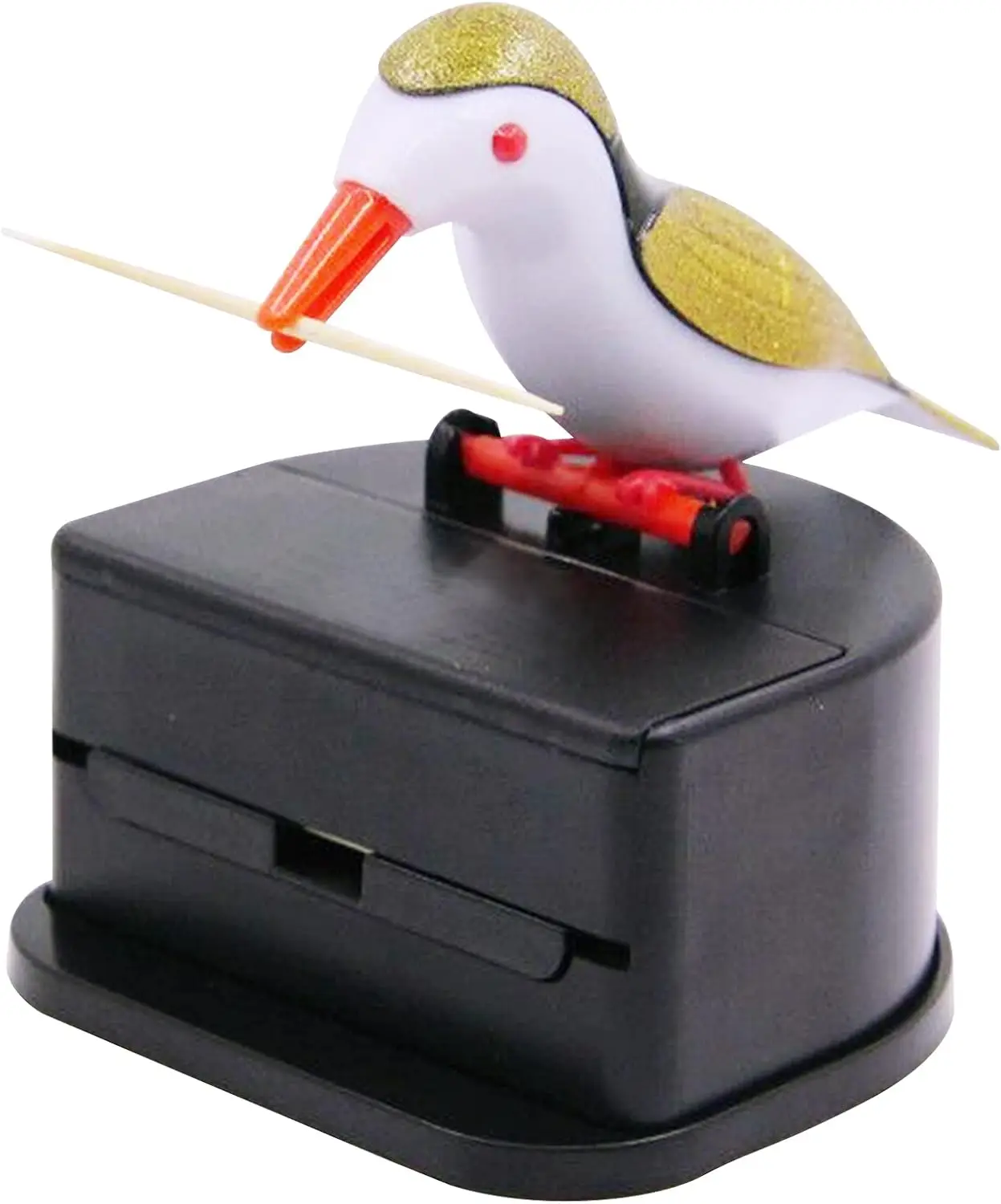 

Creative Push-Type Toothpick Dispenser with Bird Shape, One-Hand Operation for Standard Toothpicks, Gold