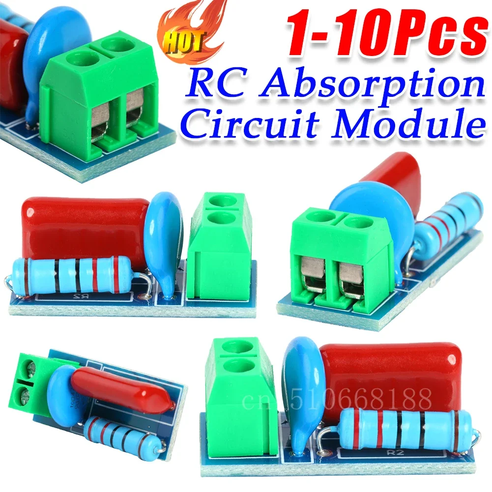 1-10Pcs RC Absorption Circuit Module Relay Contact Protection Resistance Surge Module AC/DC 5V-400V Snubber Board