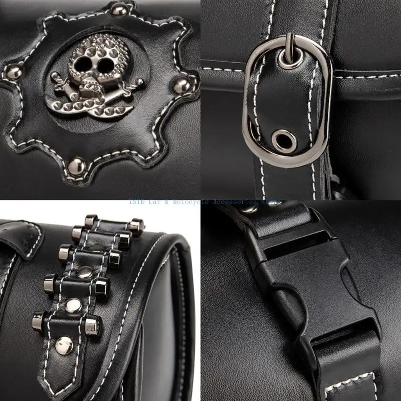 L5BC دراجة نارية السرج حقيبة أداة خمر الجمجمة نمط بولي كيس التخزين الجبهة شوكة حقيبة مقود الدراجة أداة حقيبة #4