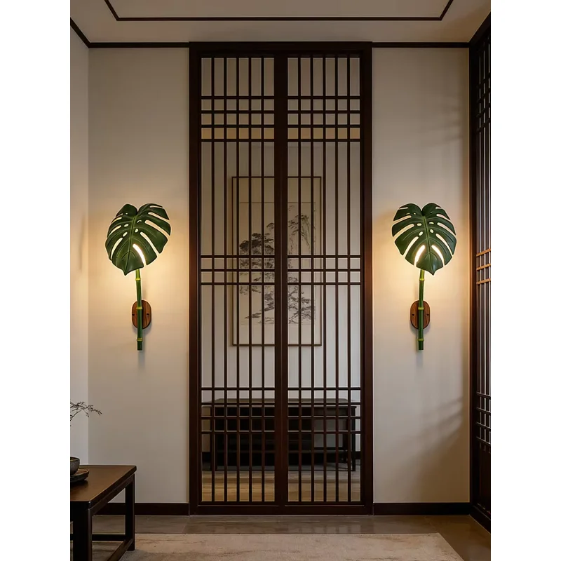 Rustic Bionic Bamboo Outdoor Waterproof Wall Lamp E27 Ip65 Exterior Porch for Balcony Garden Entryway Bedroom Decor Viewing Lamp