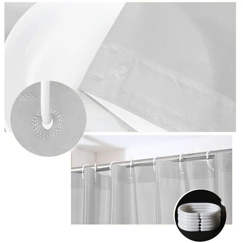 PEVA Waterproof Shower Curtain Mildew Bathroom Solid Curtain Wave Window Tulle Home Luxury with Hooks Heavy S Fold Wavy Shower