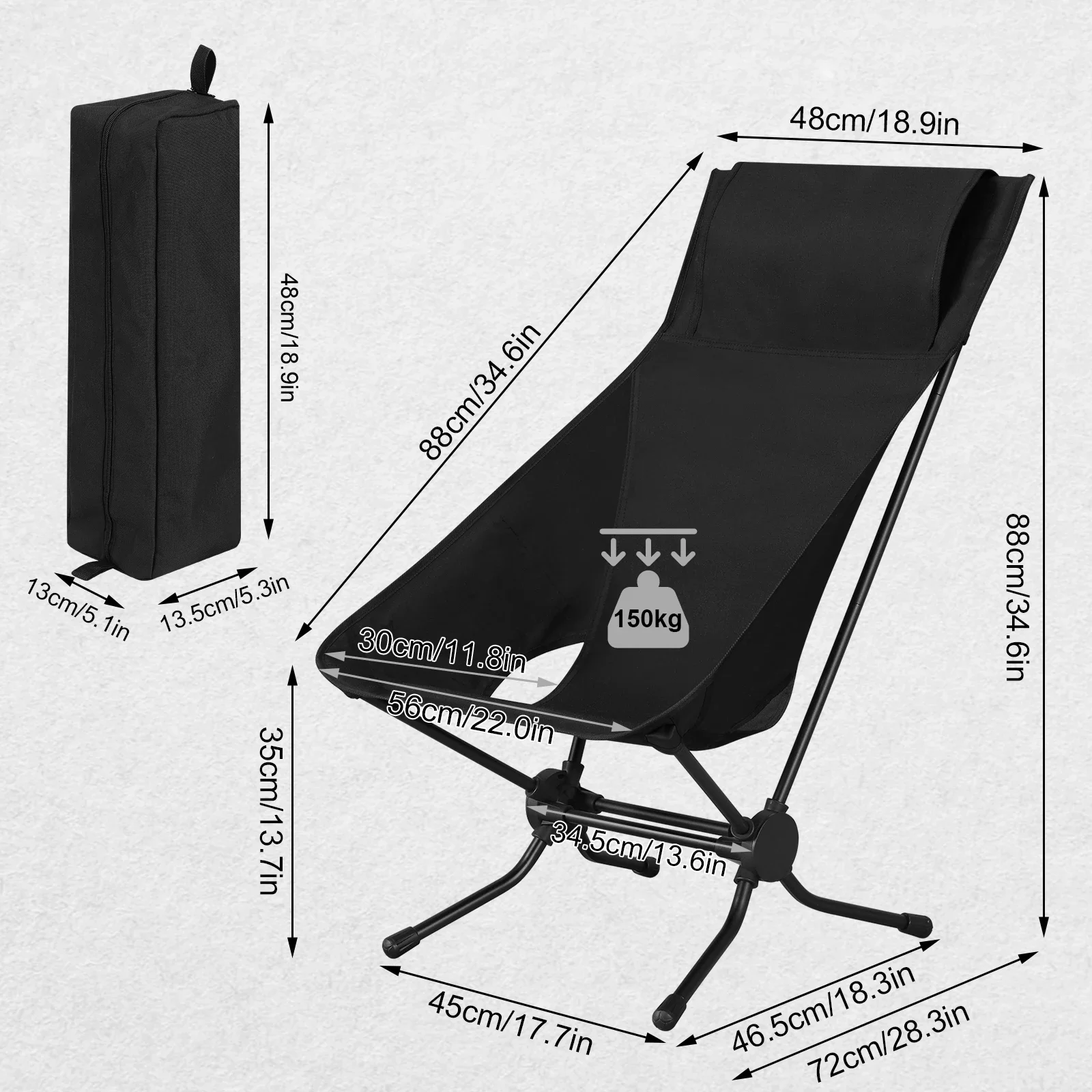 WOLTU Folding Camping Chair Ultralight Aluminium Outdoor Lounge Fishing Chair with Carry Bag for Beach Garden BBQ Picnic