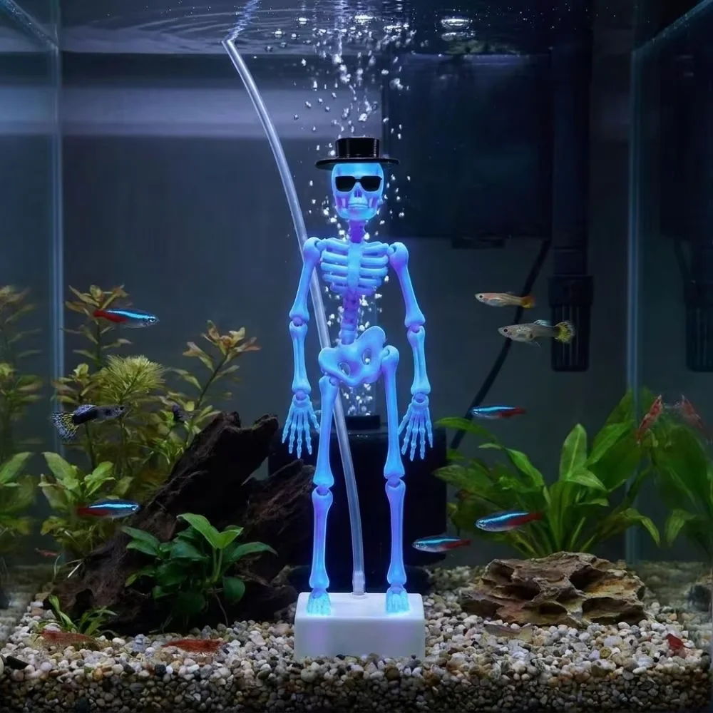 Halloween-Schaukelschädel-Aquariumdekoration, 3D-gedrucktes, nicht-bewegliches Aquarium-Ornament, tanzende Skelettfigur für gruselige Dekorationen – Detail 1