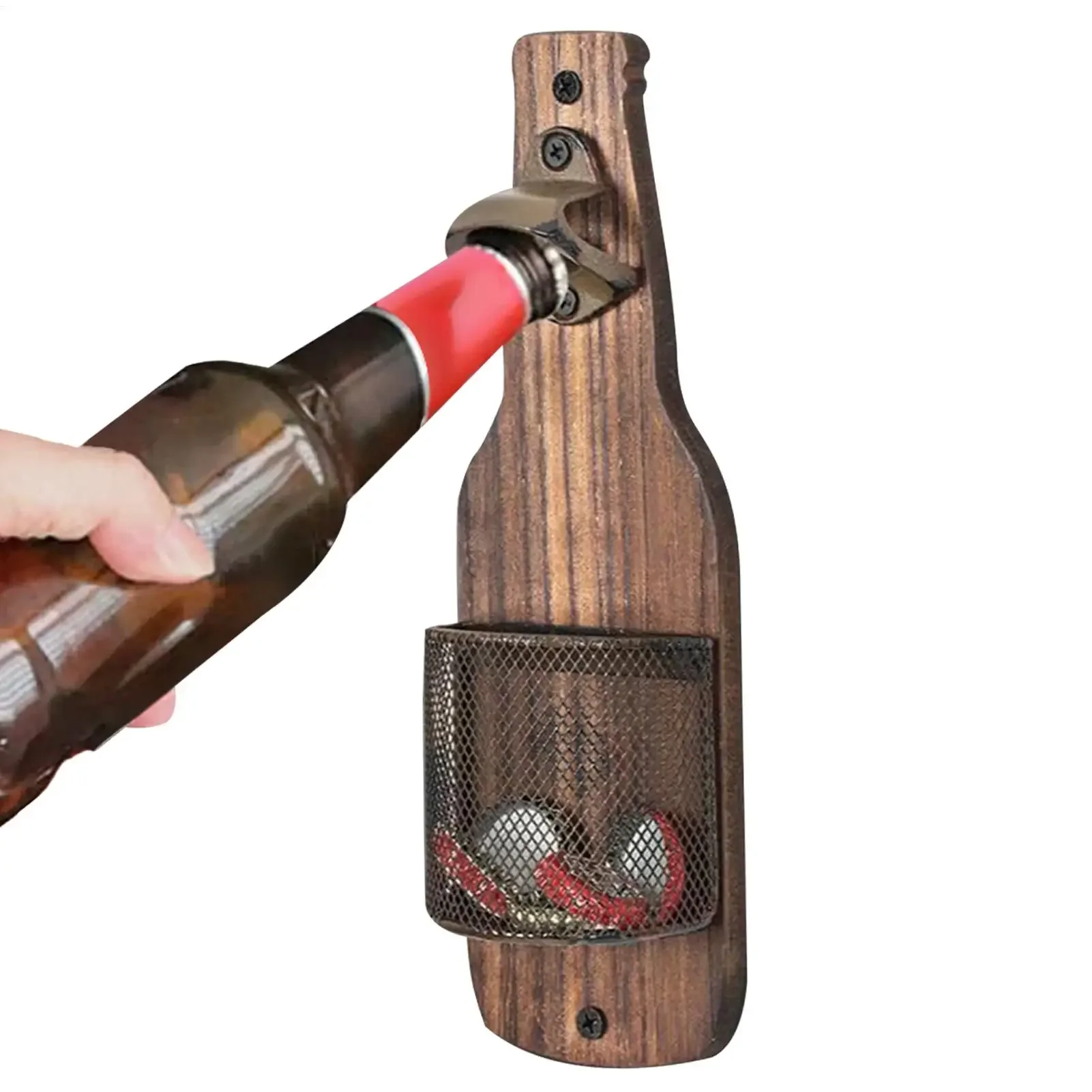 

Wall Mounted Beer Bottle Opener Creative Vintage Bottle Opener With Caps Catcher For Kitchen Party Bar Accessories Wall Decor
