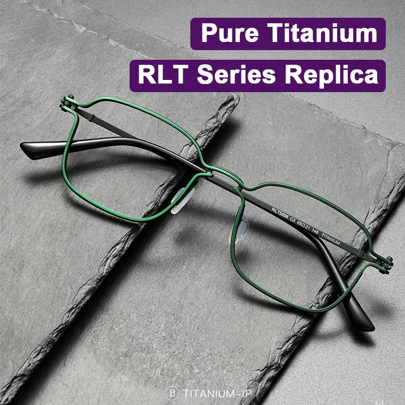 Italy RLT Series Replicas Luxury Pure Titanium Square Frame Men Women Big Face Glasses Handmade Designer Brand Design Eyeglasses