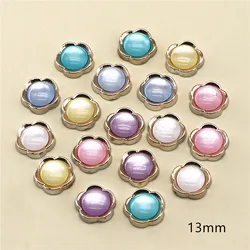 30PCS Cute Resin Imiatation Cat's Eye Golden Edge Flowers Flatback Button DIY Jewelry/Hair Clip Accessories,13mm