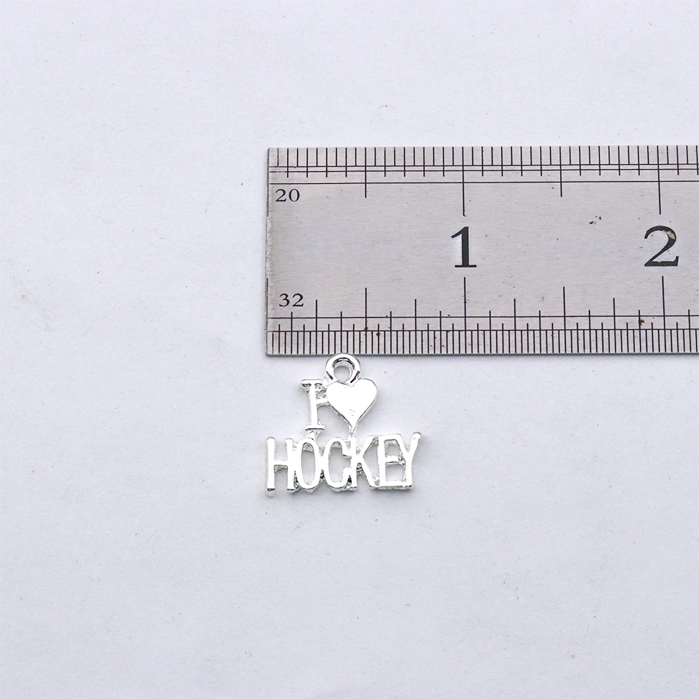 ICE Hockey Players Jewelry Fashion Metal Sport Message Inspire I Love Hockey Charms Pendants DIY