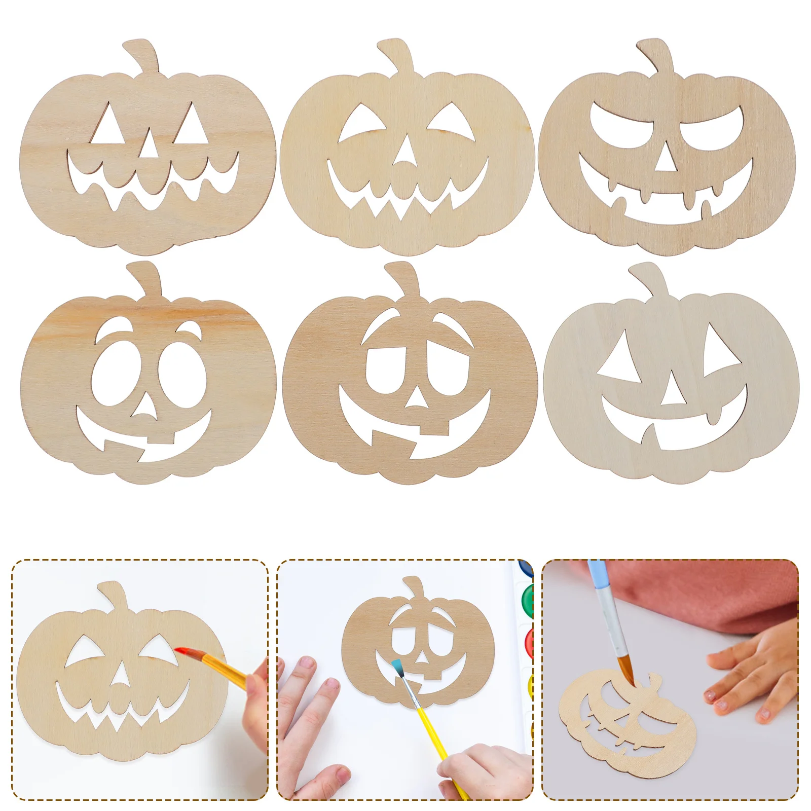 

12Pcs Wooden Pumpkin Face Shapes DIY Crafts Smooth Surface Unfinished Wood Slices Halloween Decoration Wood Ornaments