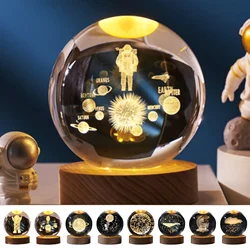 Crystal Ball Night Lights Glowing Planet Galaxy Astronaut 3D Moon Table Lamp USB Atmosphere Lamp Tabletop Decorations Kid Gifts