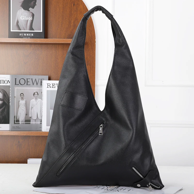 Women's Large Capacity Shoulder Bag Cowhide Genuine Leather Tote Bag Magnetic Closure Trendy Multiple Pockets Underarm bag