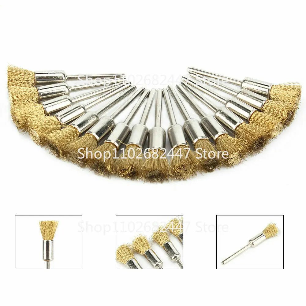 45 Buah Set Sikat Kawat Sikat Roda Kawat Kuningan untuk Aksesori Alat Putar Sikat Bersih Poles untuk Alat Putar Dremel Shank Baru