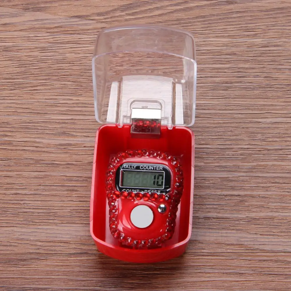 Rhinestone Electronic Counter Ring Portable Lightweight Manual Count Clicker LCD Digital Display Resettable Mini Hand Tally Coun