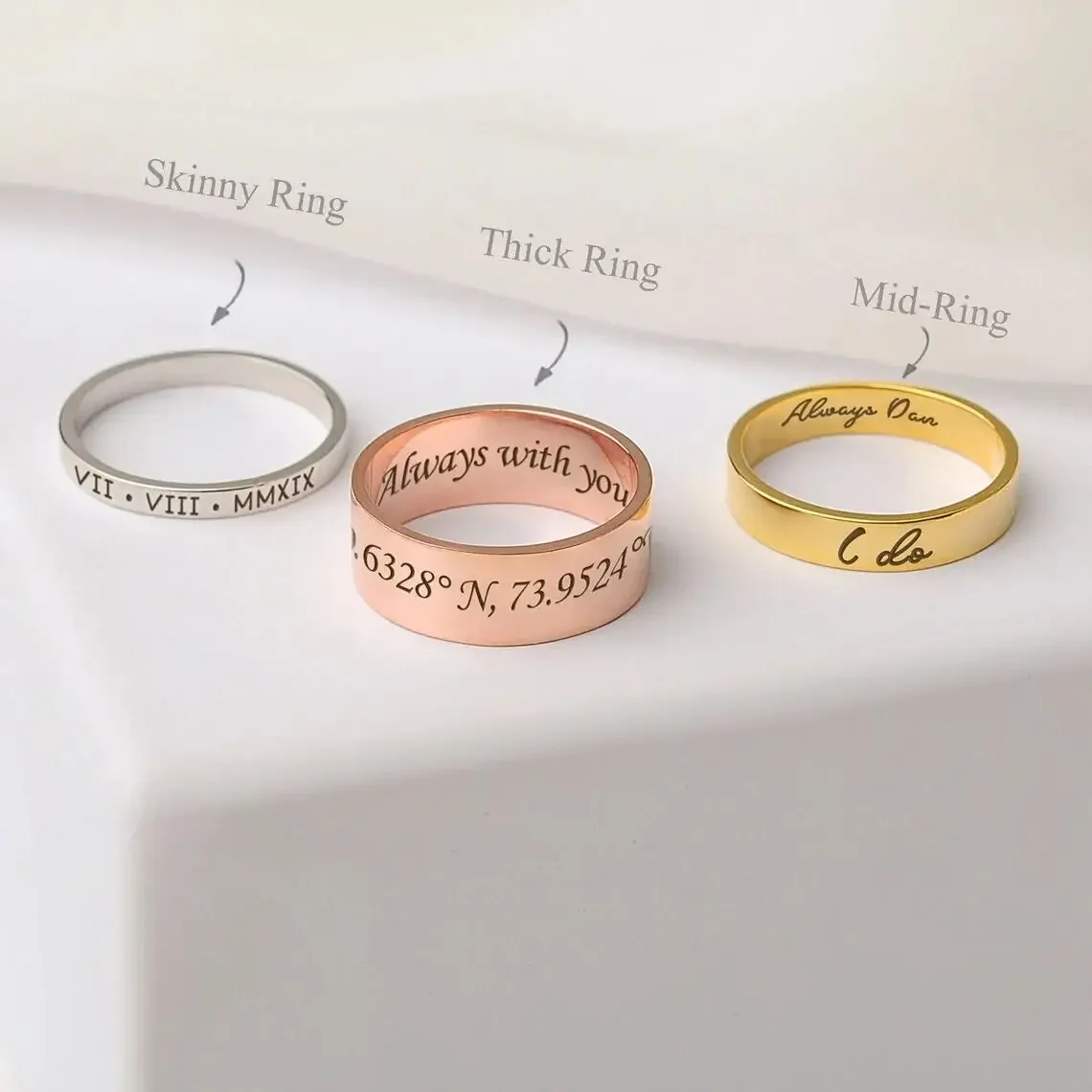 Custom Word Inside Outside Engrave Ring Dainty Name Personalized Stacking Ring Unisex Promise EternityMemorial Anniversary Gifts