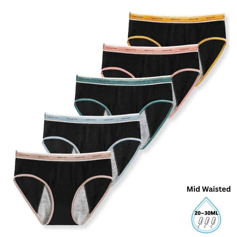 Solid Adolescent Girls Period Underwear Leak Proof Menstrual Panties for Teenage Girl Soft Washable Girls Physiological Briefs