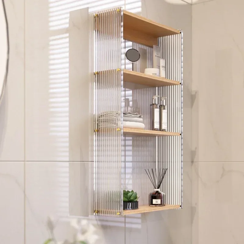 

Transparent Multilayer Bathroom Shelves Simple Wall-Mounted Storage RackNon-perforated Cosmetic Organizer, Efficient Space Saver