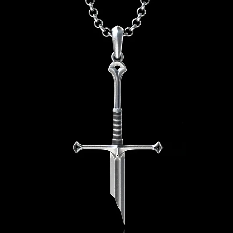 Nuevo Collar de Espada Rota, Collar con Colgante de Espada de Metal Estilo Retro Punk, Collar de Espada Punk para Hombre