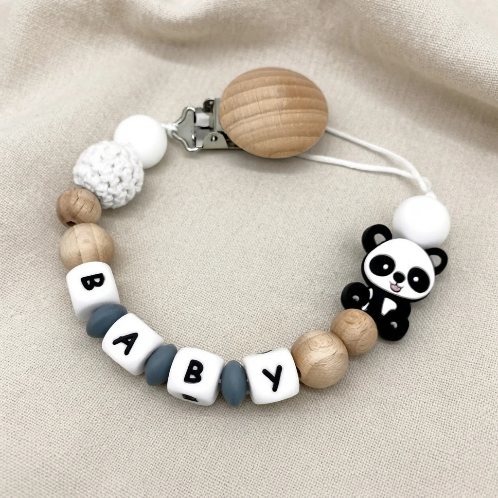 맞춤 이름 아기 공갈젖꼭지 클립 나무 실리콘 치발기 홀 - Baby Teethers 리뷰 및 가격