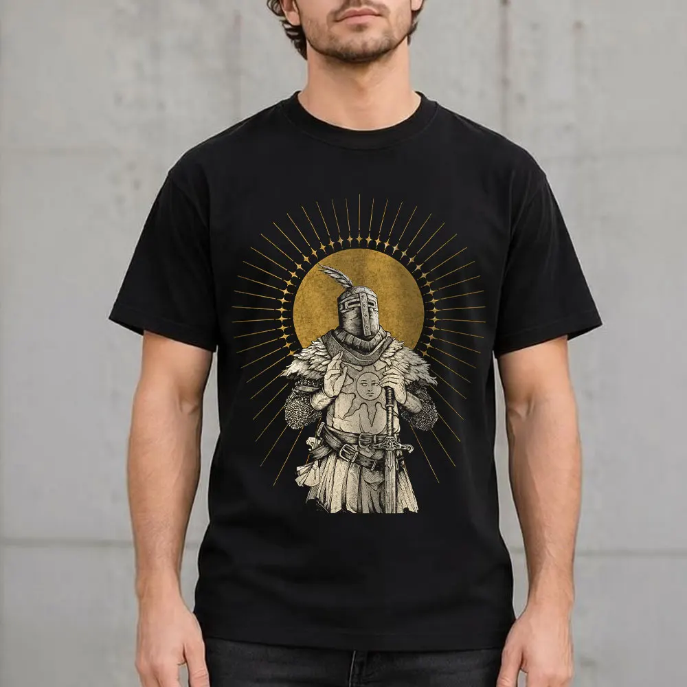 Vintage Souls Shirt Solaire of Astora Praise the Sun Knight Graphic Tee Dark Souls Video Game Aesthetic, Soulsborne Metal Style