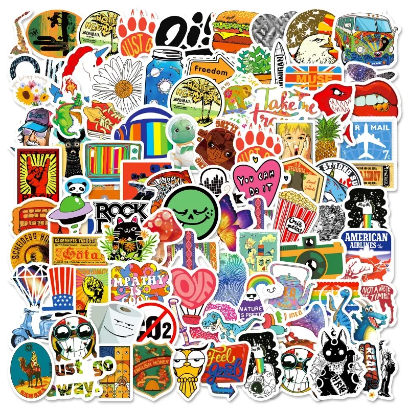 100 peças adesivos decorativos de graffiti criativos de personalidade de desenho animado