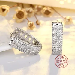 Exquisite Zircon Arrangement 925 SIlver Needle Crystal Earring Fashion Zircon Circle Hoop Earrings For Woman New Jewelry