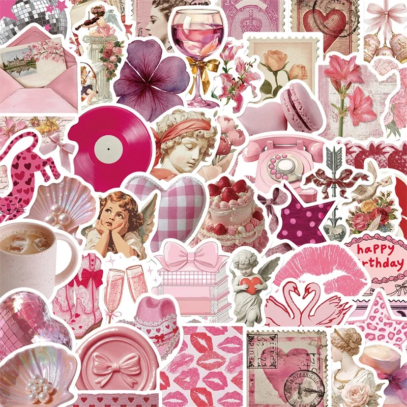 10/30/50PCS Kawaii Y2K Pink Angel Sticky PVC Sticker DIY Laptop Luggage Skateboard Colored Stationery Decoration Scrapbooking