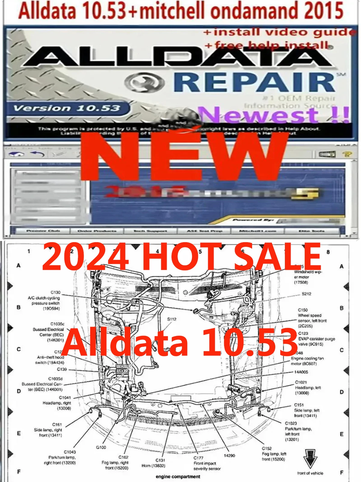 Alldata-自動車診断ソフトウェア、すべてのデータ、自動車およびトラック用の技術サポート、配線図、10.53、2024