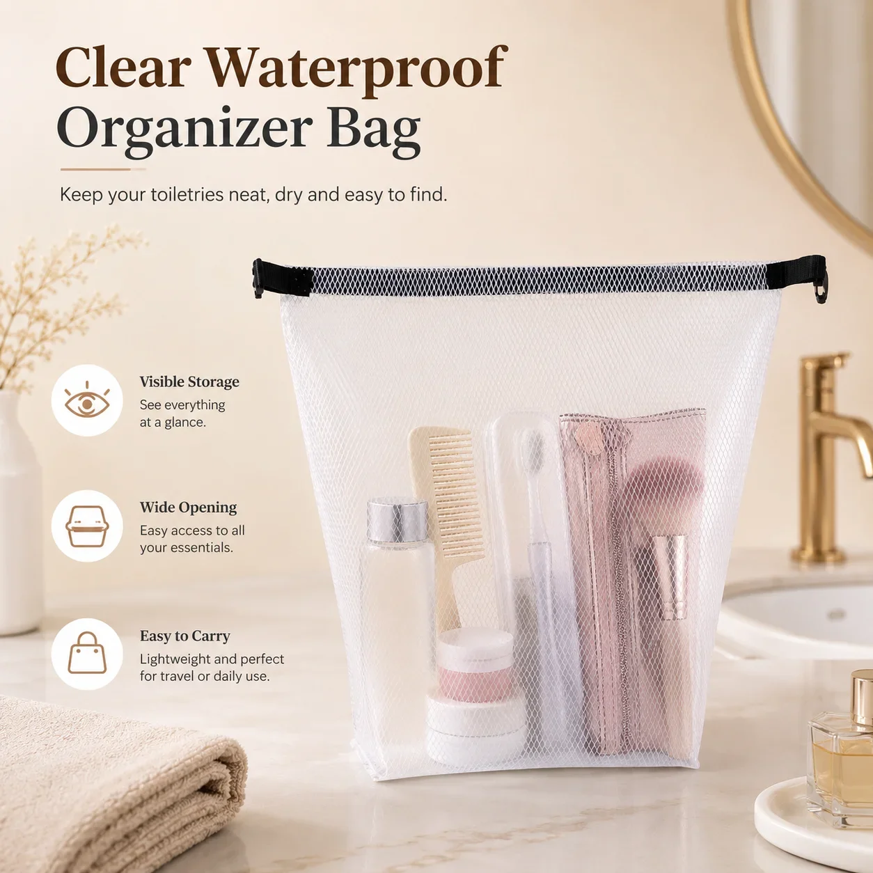 Multifunctional Clear Plastic Zipper Pouch, Dustproof and Waterproof Storage Bag for Travel and Home Organization
