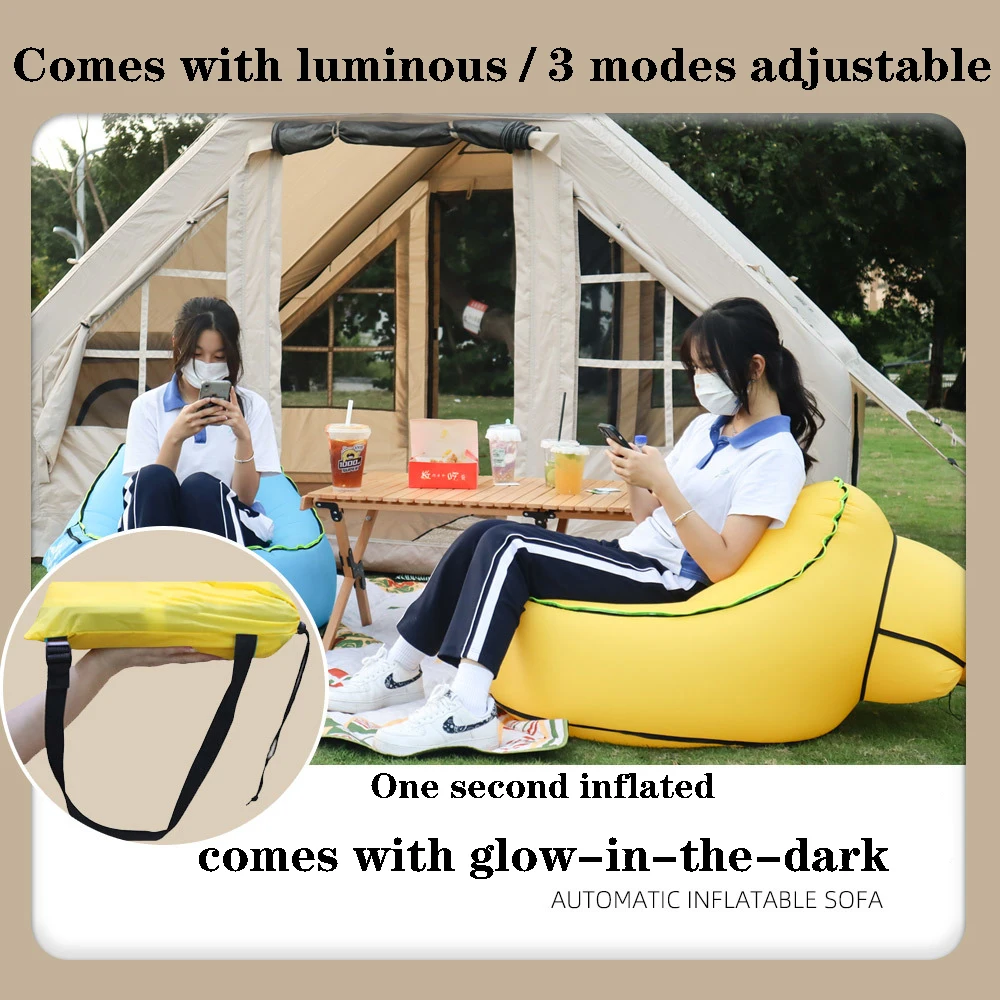 Fast Inflatable Led Light Lazy Person Inflatable Sofa Outdoor Folding Chair Camping Beach Music Festival Inflatable Recliner