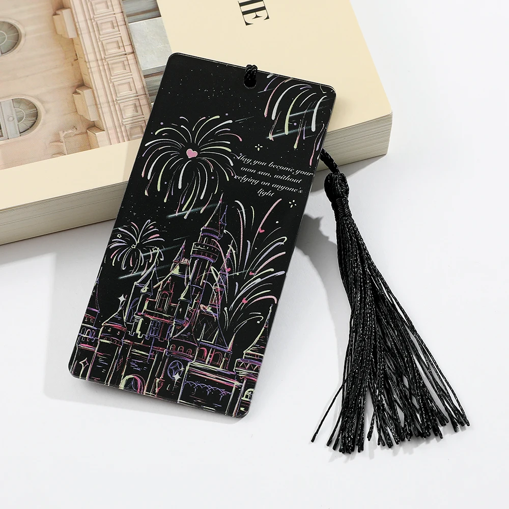 Firework Tower Castle Acrylic Bookmark Tassels Romance Reading Tools Stationery Page Mark Bookmark School Supplies Gifts